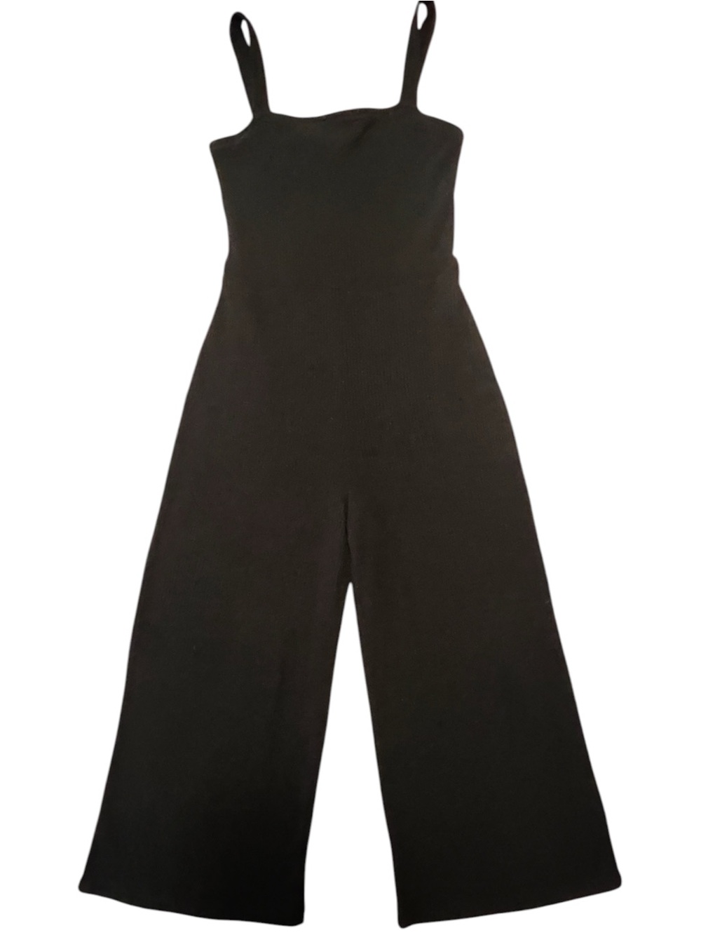 GAP Ribbed Knit Black Wide-Leg Strappy Jumpsuit M